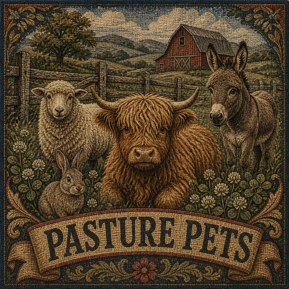 The Pasture Pets embroidered panel artwork